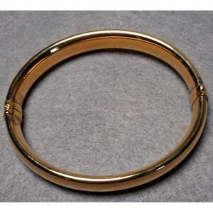 Milor Italy Bronze Gold Tone Hollow Hinged Bangle Bracelet Signed Stackable